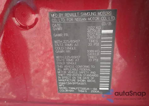 2015 Nissan Rogue S from USA, damaged, VIN KNMAT2MV3FP543971